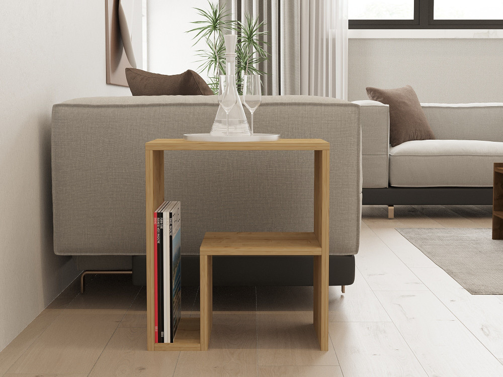 Houten bijzettafel "Yepa" - 45 x 29 x 51 cm - Saffier Eik