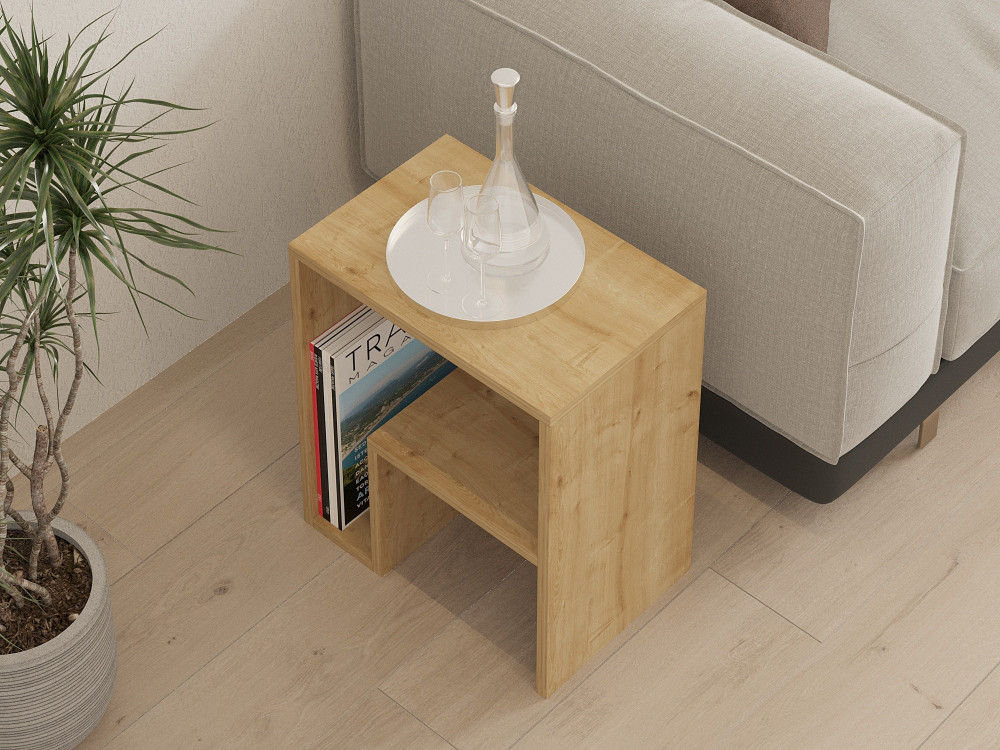 Houten bijzettafel "Yepa" - 45 x 29 x 51 cm - Saffier Eik