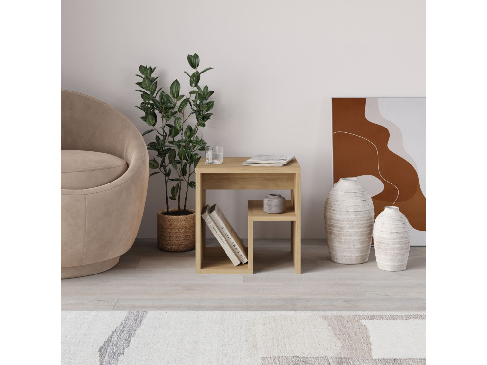 Bon" houten bijzettafel 40 x 35 x 40 cm - Saffier eik