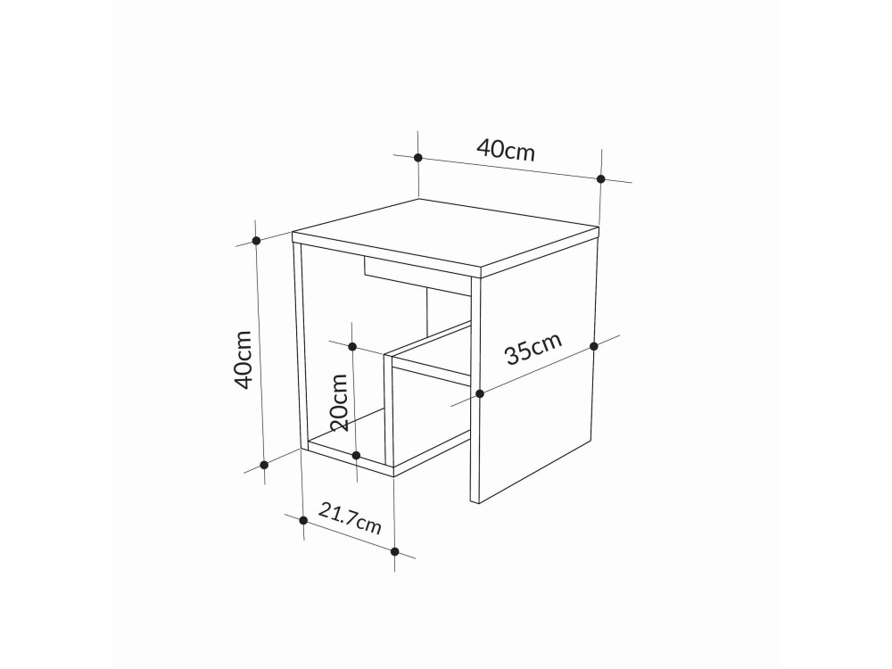 Bon" houten bijzettafel 40 x 35 x 40 cm - Saffier eik