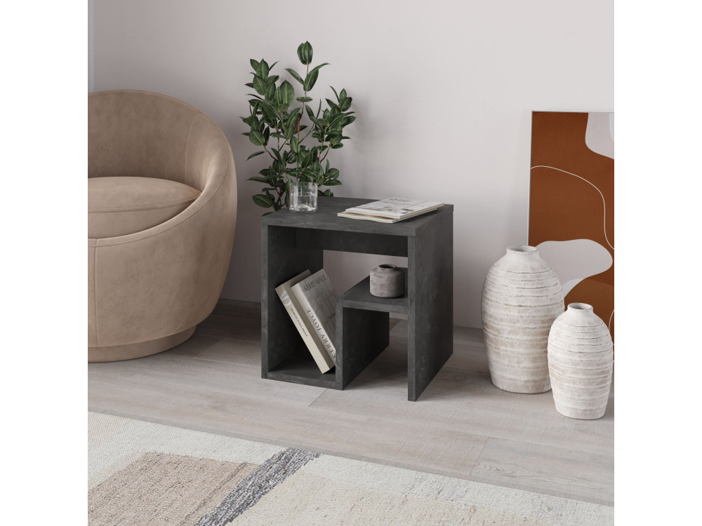 Bon" houten bijzettafel 40 x 35 x 40 cm - Retro grijs