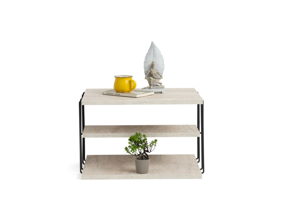 Houten bijzettafel "Lifon" - 50 x 40 x 33 cm - Travertin
