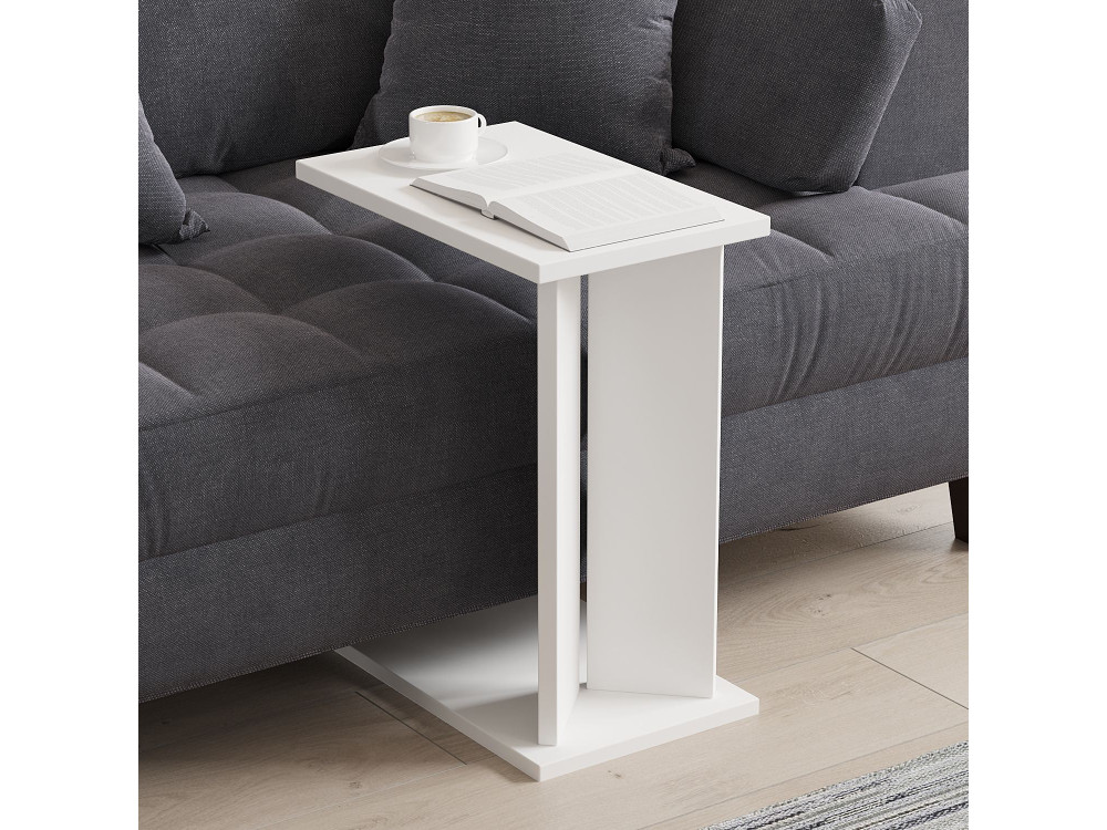Houten bijzettafel Lun - 25 x 50 x 48 cm - Wit