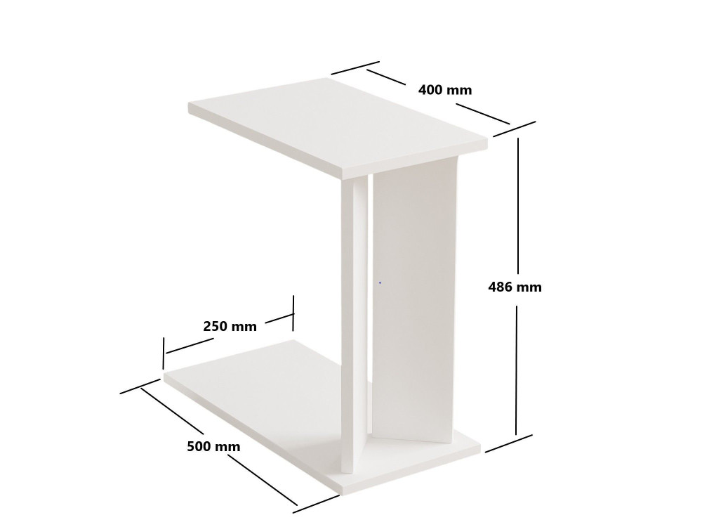 Houten bijzettafel Lun - 25 x 50 x 48 cm - Wit