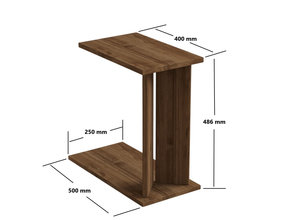 Houten bijzettafel Lun - 25 x 50 x 48 cm - Bruin
