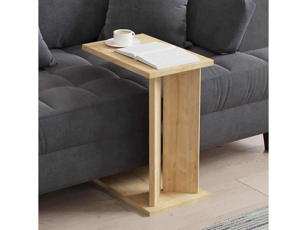 Houten bijzettafel Lun - 25 x 50 x 48 cm - Beige