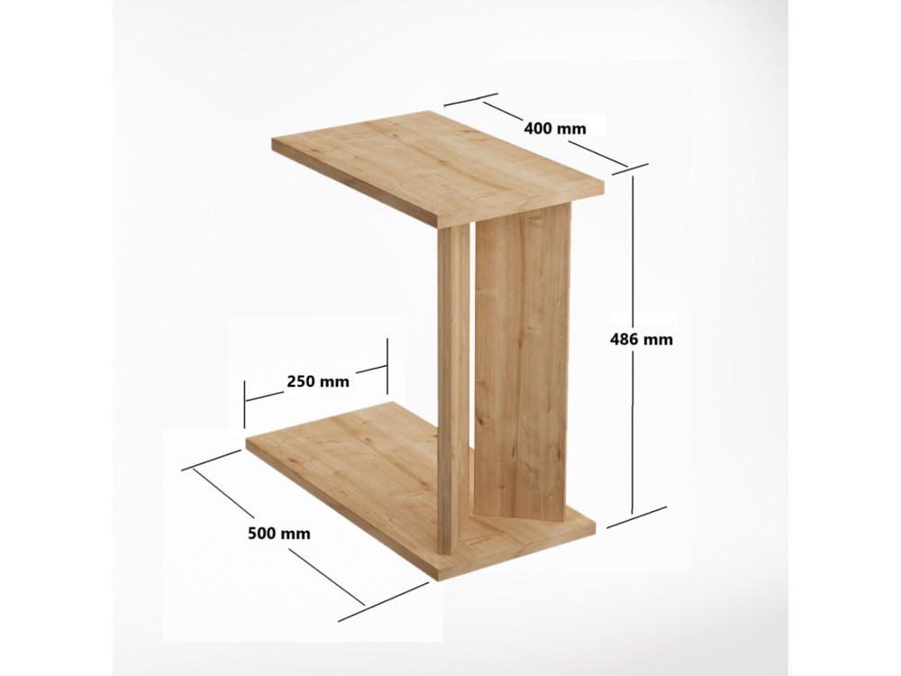 Houten bijzettafel Lun - 25 x 50 x 48 cm - Beige