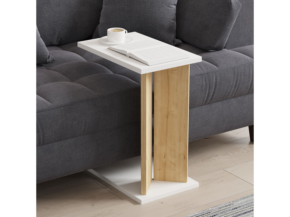 Houten bijzettafel Lun - 25 x 50 x 48 cm - Beige