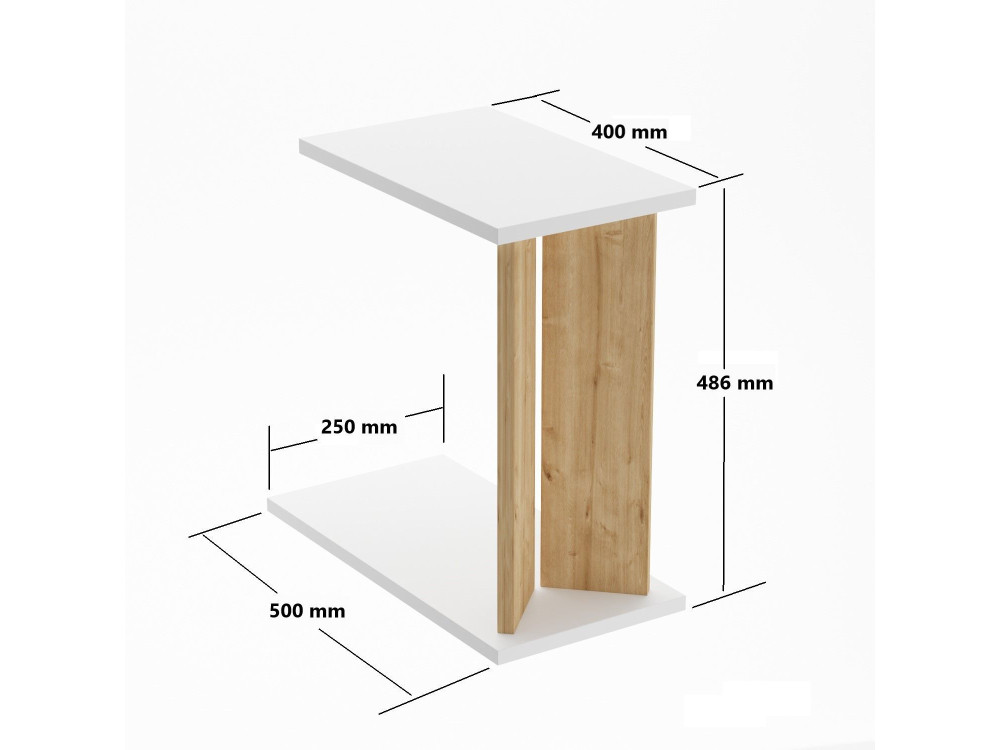 Houten bijzettafel Lun - 25 x 50 x 48 cm - Beige