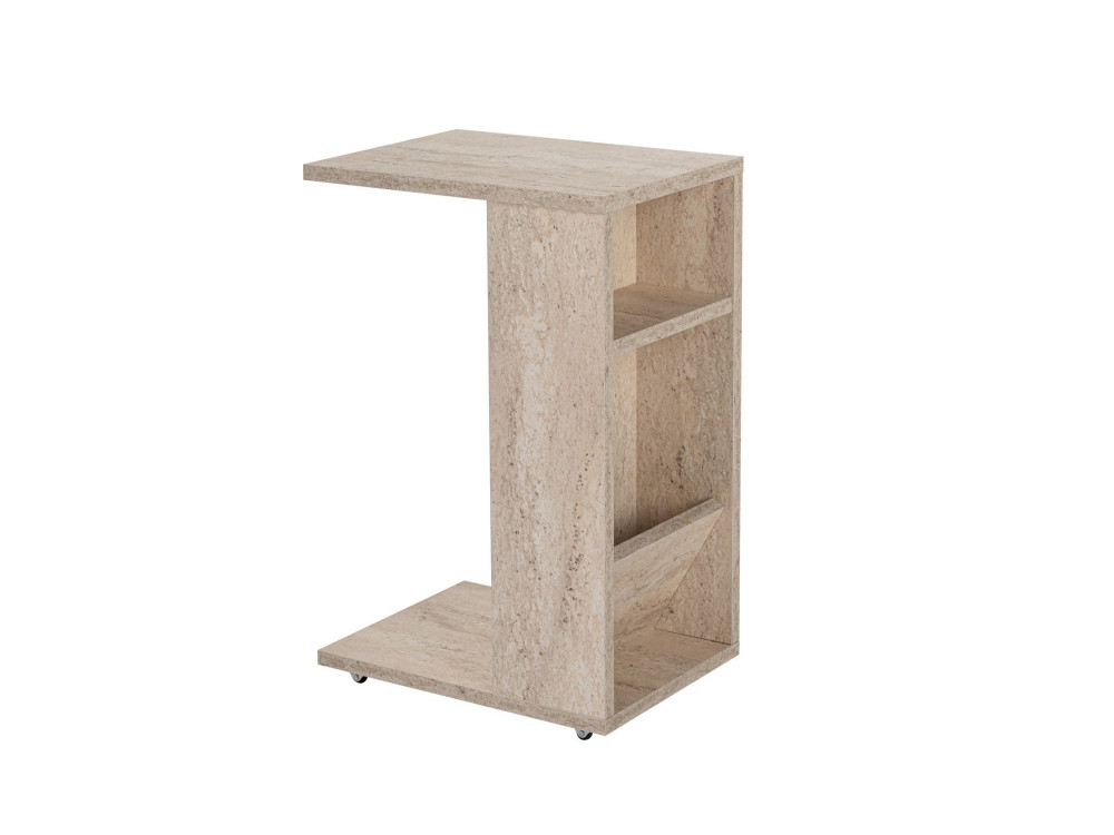 Houten bijzettafel "Filinta" - 30 x 40 x 63 cm - Travertin