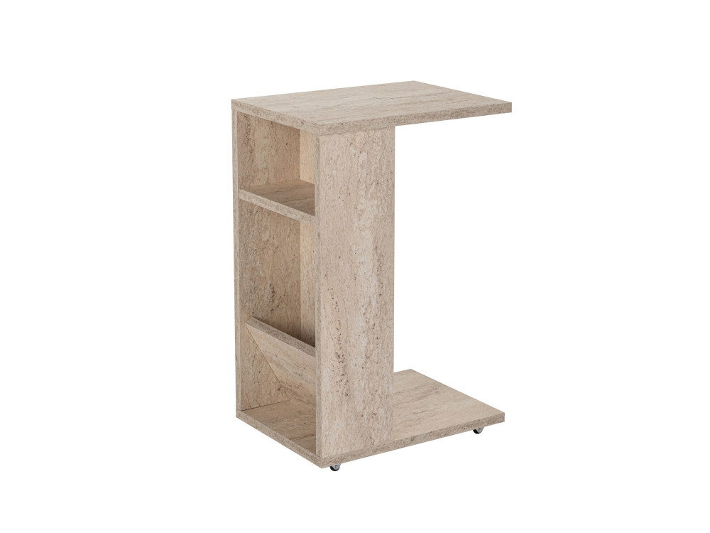 Houten bijzettafel "Filinta" - 30 x 40 x 63 cm - Travertin