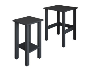 Set van 2 "Gina 2" houten bijzettafels - 45 x 45 x 60 cm - Houtskool grijs