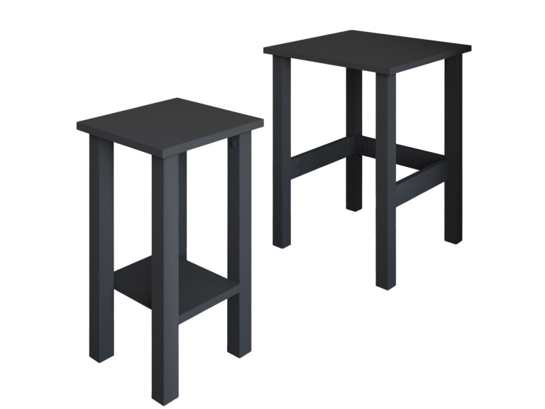 Set van 2 "Gina 2" houten bijzettafels - 45 x 45 x 60 cm - Houtskool grijs