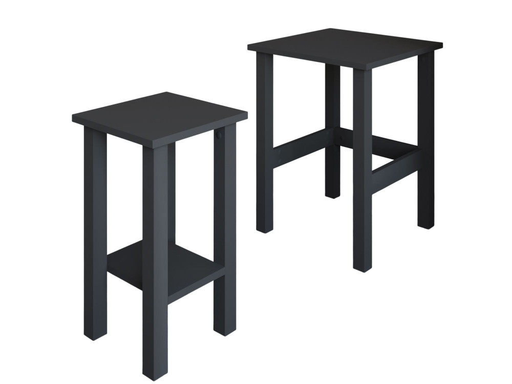 Set van 2 "Gina 2" houten bijzettafels - 45 x 45 x 60 cm - Houtskool grijs