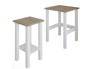 Set van 2 "Gina 2" houten bijzettafels - 45 x 45 x 60 cm - Beige