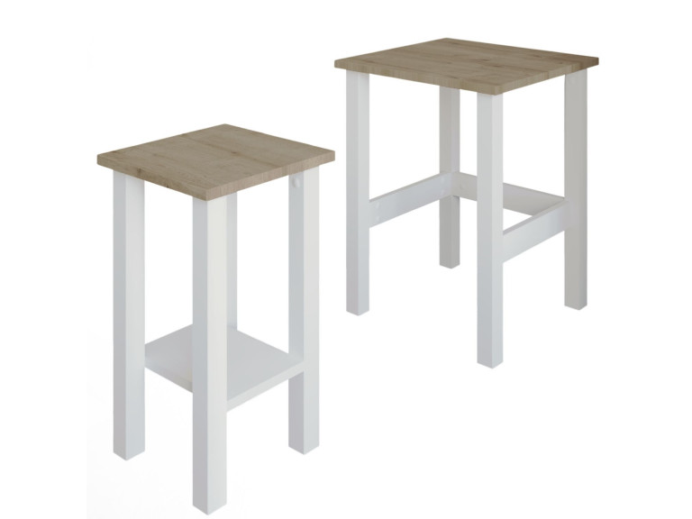 Set van 2 "Gina 2" houten bijzettafels - 45 x 45 x 60 cm - Beige