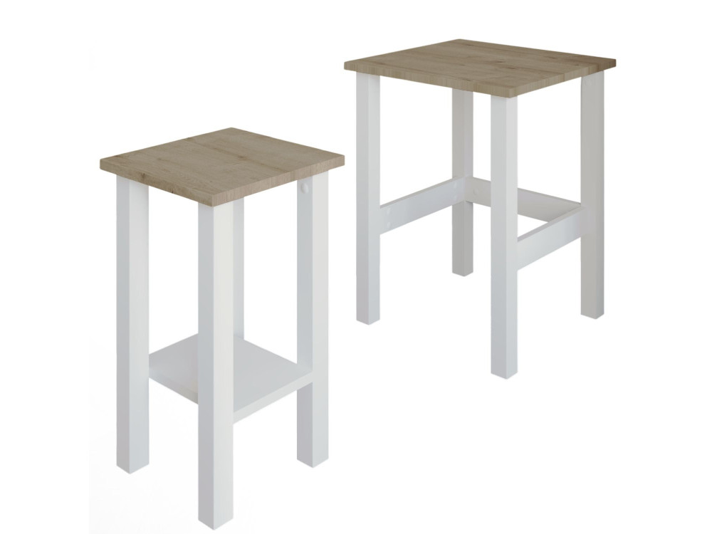 Set van 2 "Gina 2" houten bijzettafels - 45 x 45 x 60 cm - Beige