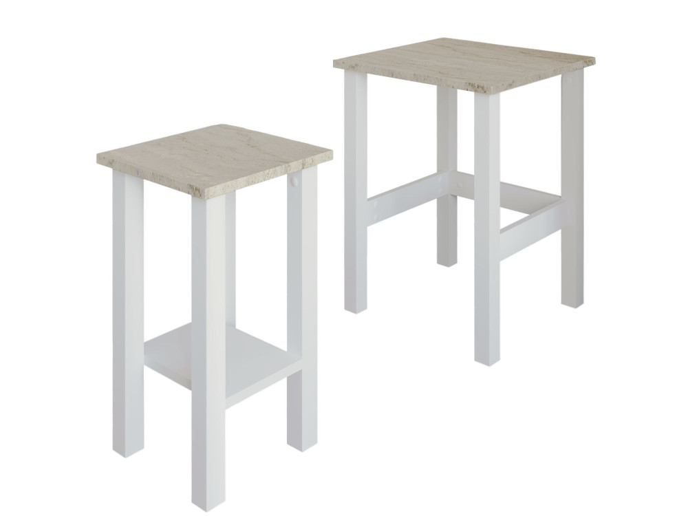Set van 2 "Gina 2" houten bijzettafels - 45 x 45 x 60 cm - Wit