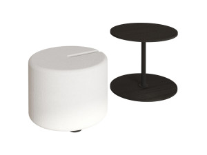 Houten bijzettafel "Vexana" met poef - 43 x 43 x 47 cm - Zwart