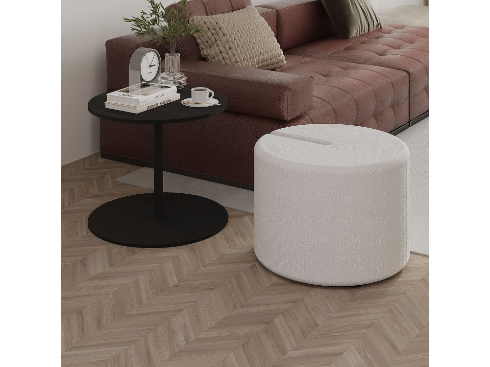Houten bijzettafel "Vexana" met poef - 43 x 43 x 47 cm - Zwart