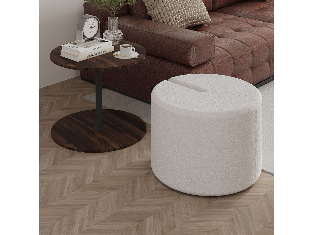 Houten bijzettafel "Vexana" met poef - 43 x 43 x 47 cm - Bruin