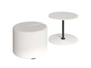 Bijzettafel "Vexana" met houten poef - 43 x 43 x 47 cm - Wit