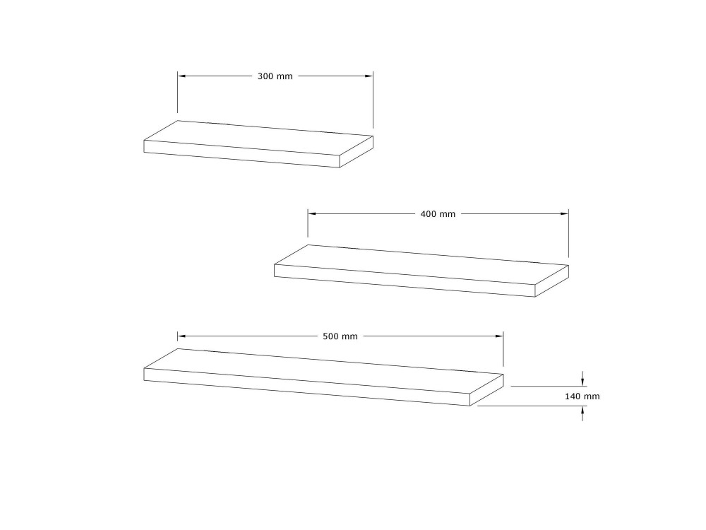 Houten wandplank "Leila" - 50 x 2 x 14 cm - Antracietgrijs