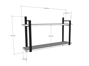 Houten wandplank "Abat" - 90 x 22 x 60 cm - Notelaar