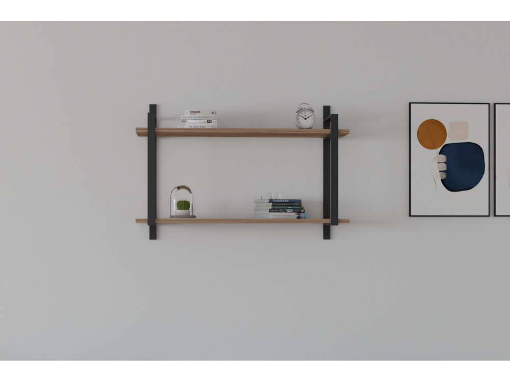 Houten wandplank "Abat" - 90 x 22 x 60 cm - Notelaar