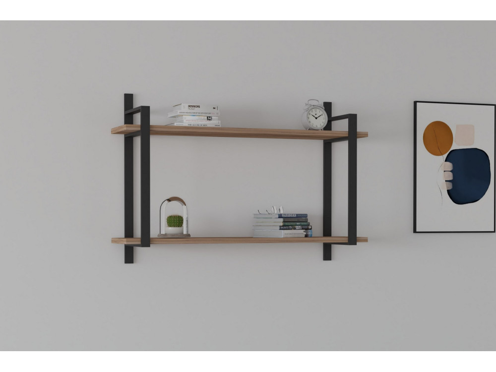 Houten wandplank "Abat" - 90 x 22 x 60 cm - Notelaar