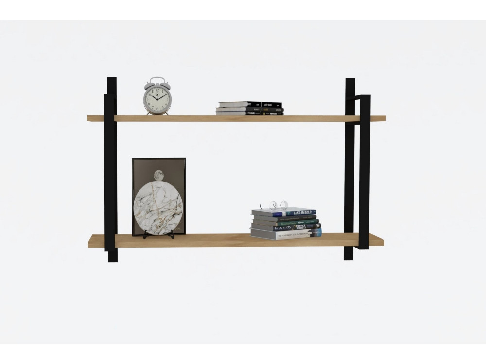 Houten wandplank "Abat" - 90 x 22 x 60 cm - Notelaar