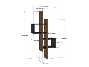 Houten wandplank "Emse" - 53 x 19 x 108 cm - Eik, Antraciet