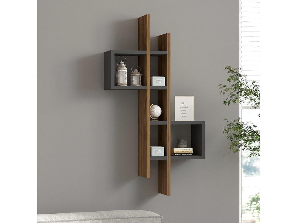 Houten wandplank "Emse" - 53 x 19 x 108 cm - Eik, Antraciet