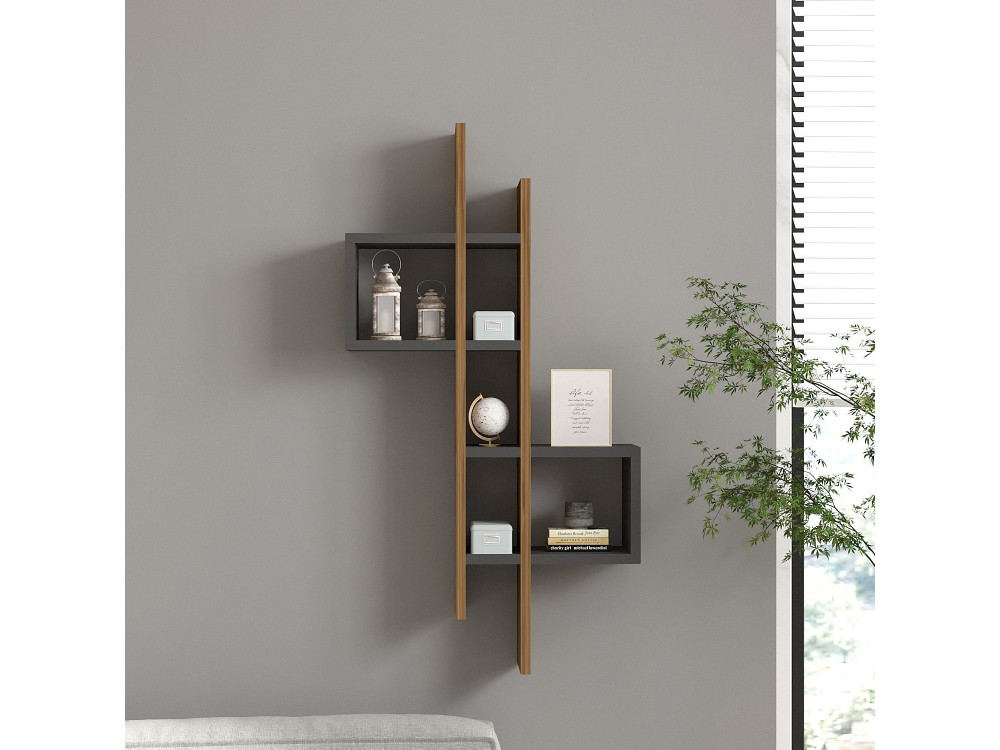 Houten wandplank "Emse" - 53 x 19 x 108 cm - Eik, Antraciet