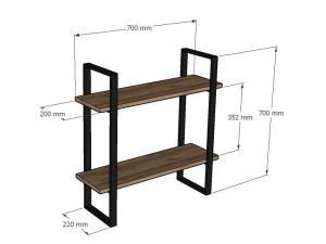 Houten wandplank "Buba" - 70 x 22 x 70 cm - Bruin