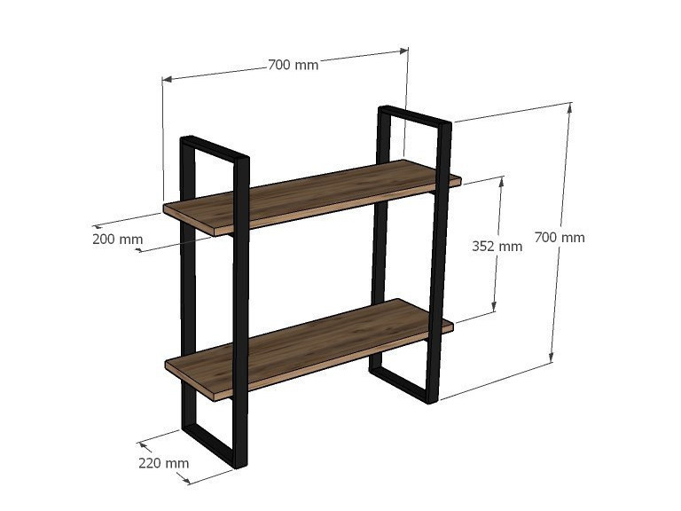 Houten wandplank "Buba" - 70 x 22 x 70 cm - Bruin
