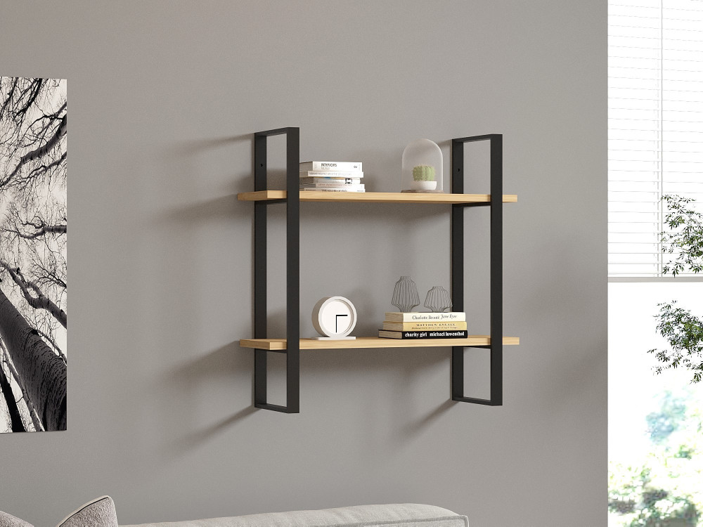 Houten wandplank "Buba" - 70 x 22 x 70 cm - Bruin