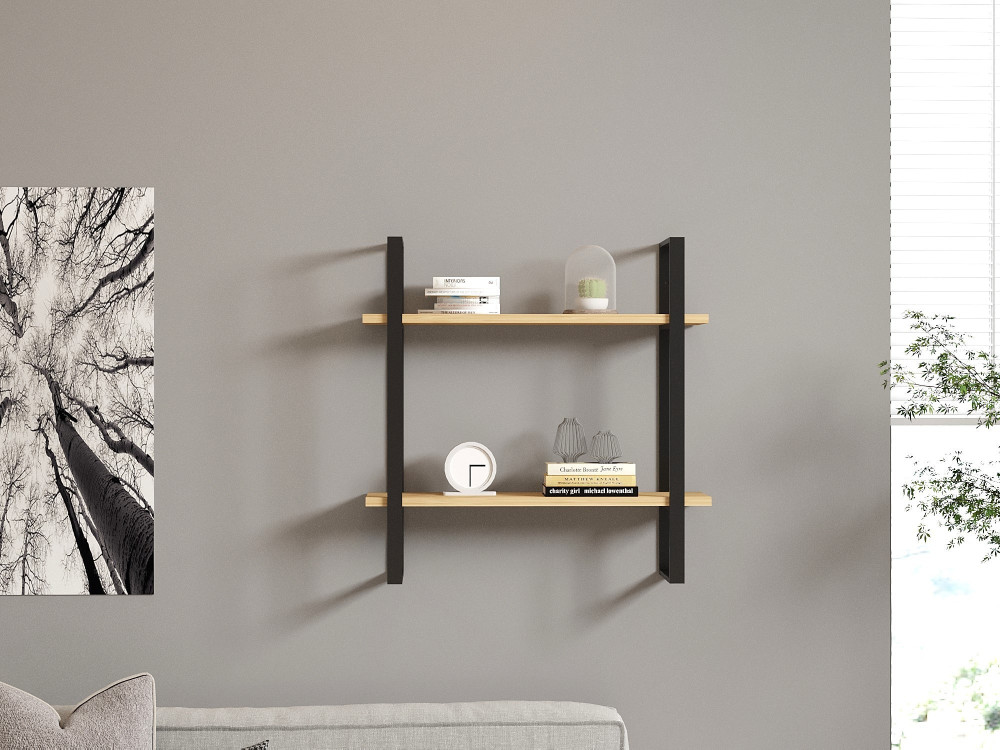 Houten wandplank "Buba" - 70 x 22 x 70 cm - Bruin