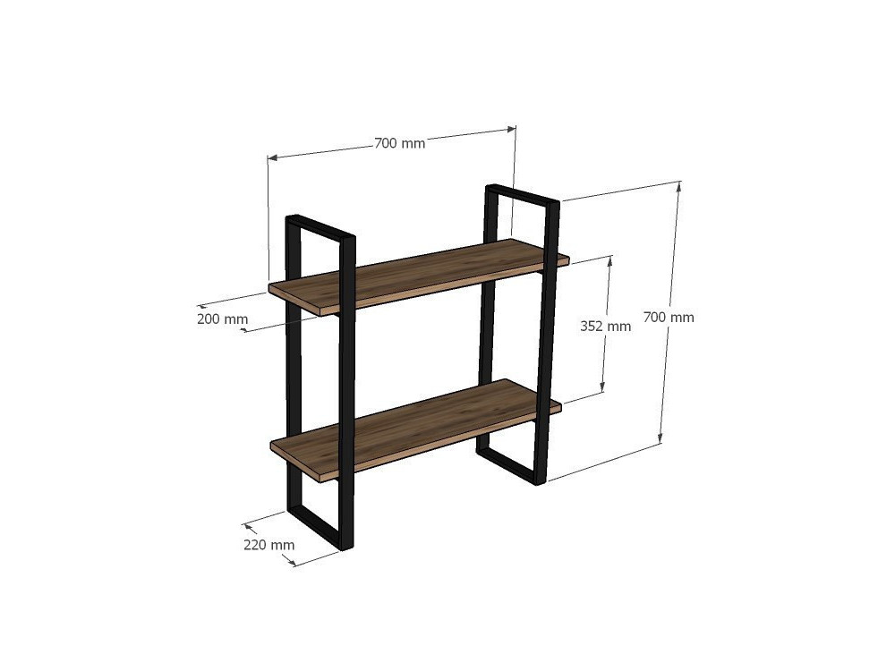 Houten wandplank "Buba" - 70 x 22 x 70 cm - Bruin