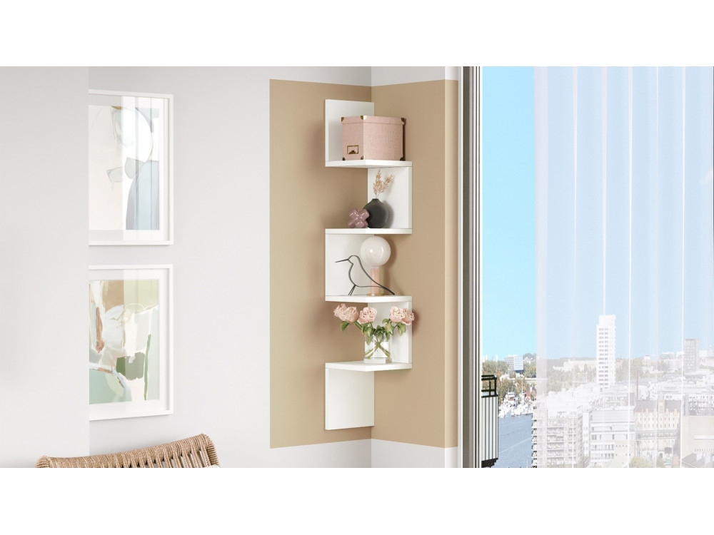 WL9" houten wandplank - 22 x 22 x 117 cm - Wit