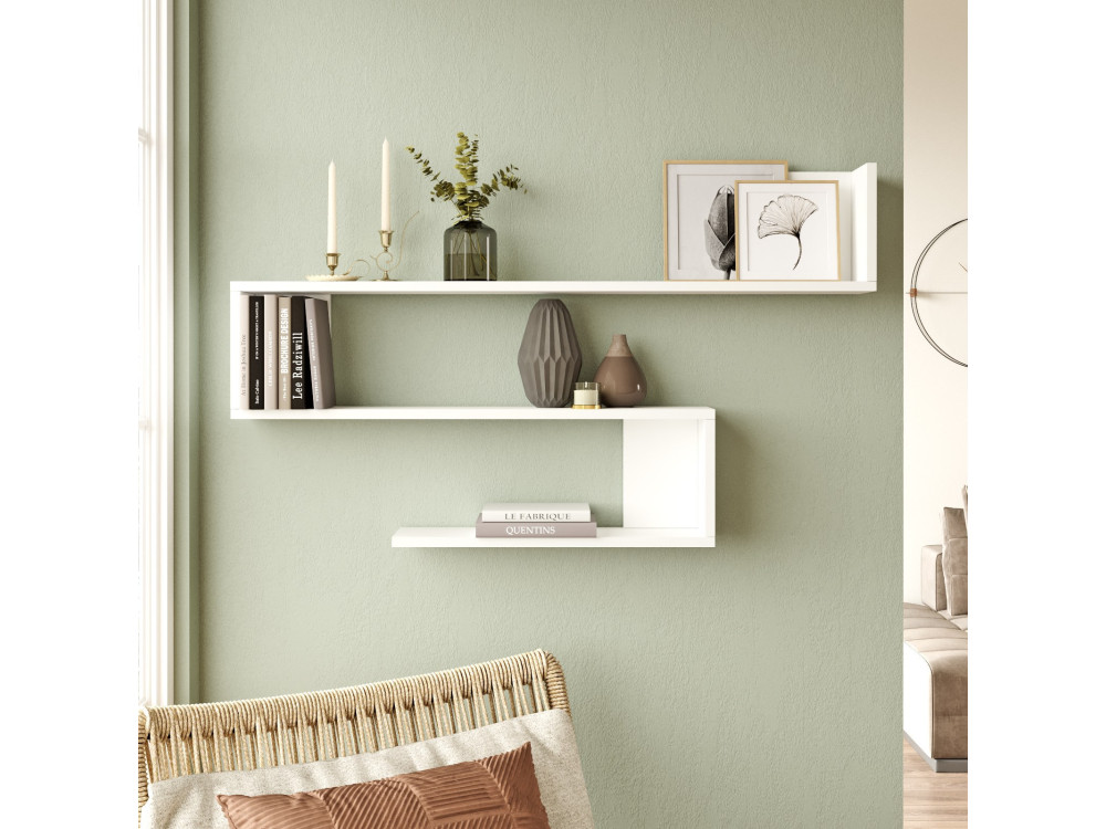 WL10" houten wandplank - 120 x 14 x 71 cm - Wit