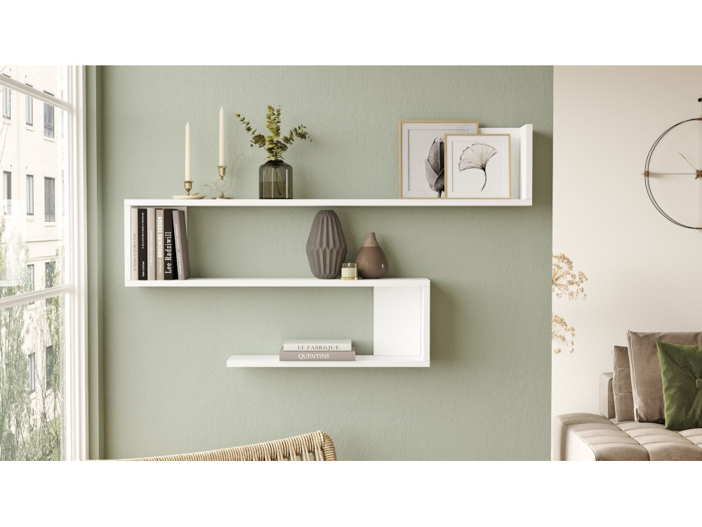 WL10" houten wandplank - 120 x 14 x 71 cm - Wit