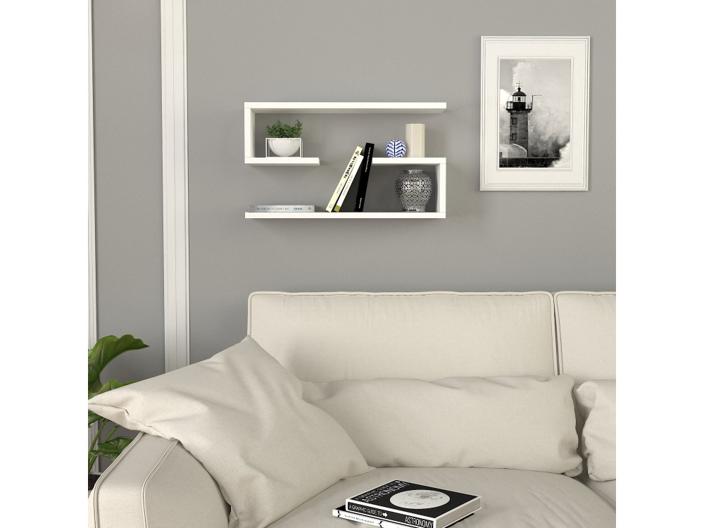 Houten wandplank "Jenika" - 60 x 14 x 18 cm - Wit