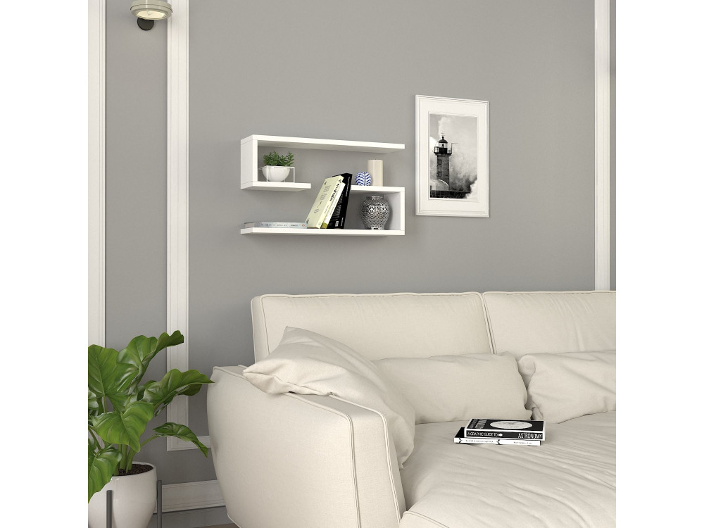 Houten wandplank "Jenika" - 60 x 14 x 18 cm - Wit