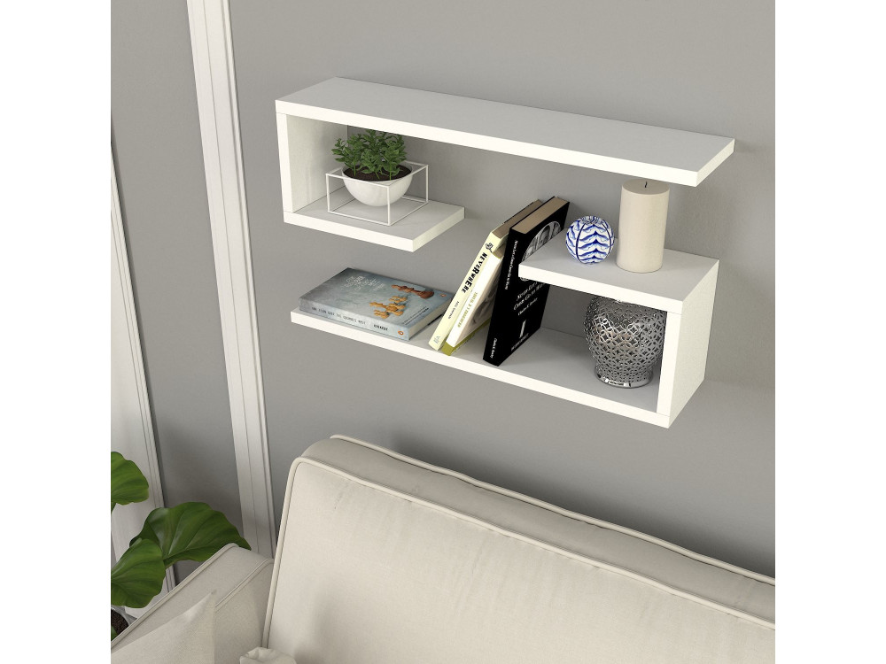 Houten wandplank "Jenika" - 60 x 14 x 18 cm - Wit