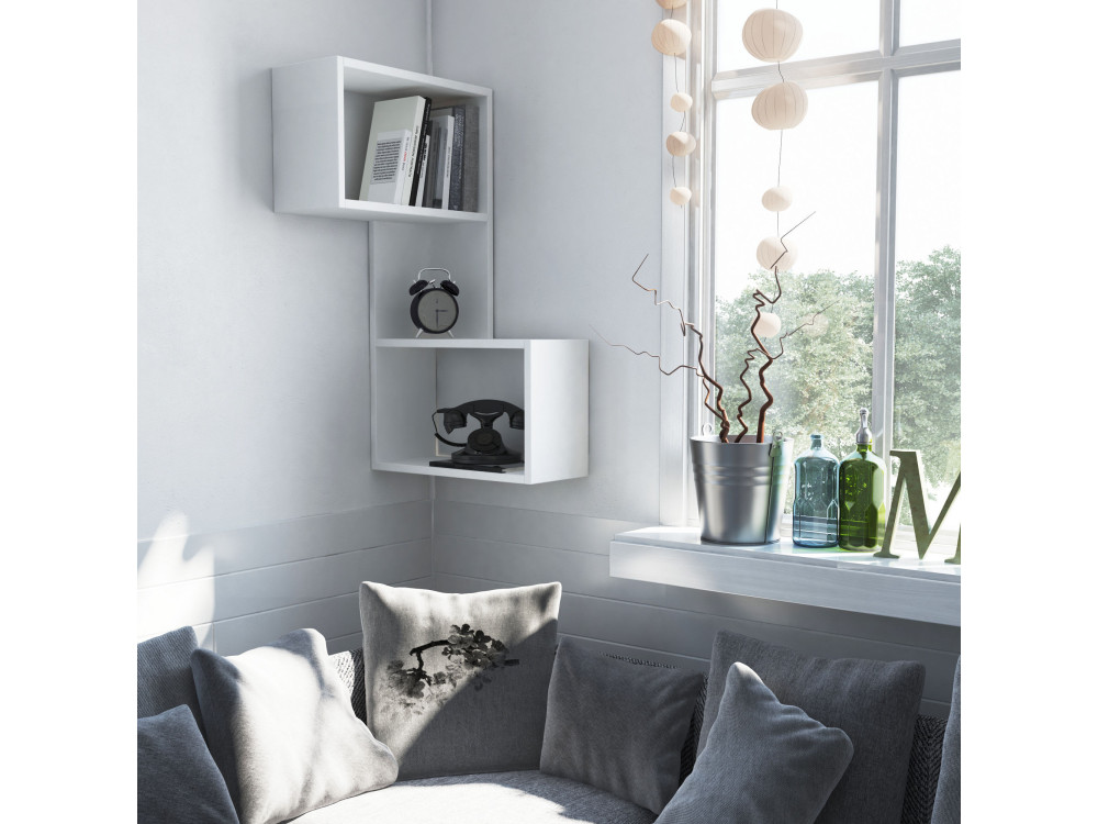 Deel" houten wandplank - 47 x 20 x 85 cm - Wit