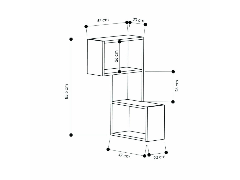 Deel" houten wandplank - 47 x 20 x 85 cm - Wit