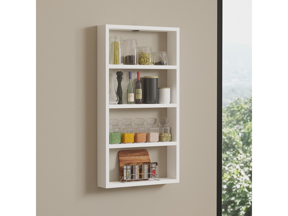 Houten wandplank "Quatro" - 43 x 9 x 80 cm - Wit