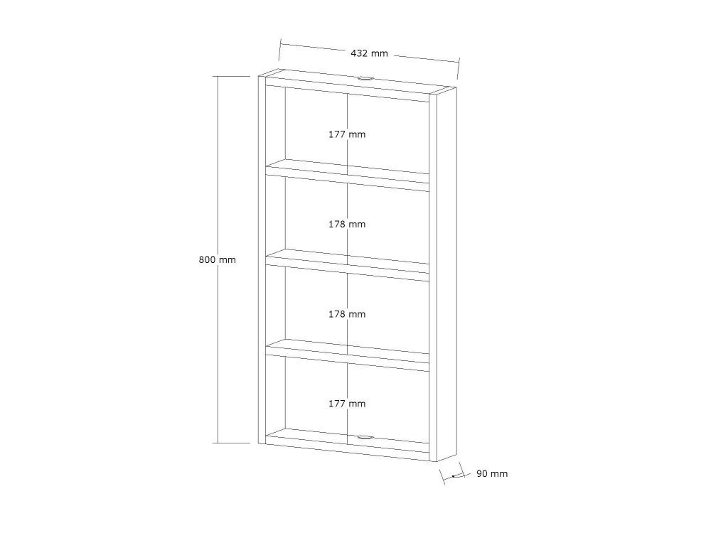 Houten wandplank "Quatro" - 43 x 9 x 80 cm - Wit