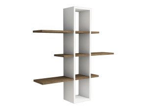 Houten wandplank "Ardo" - 96 x 19 x 101 cm - Noten, Wit